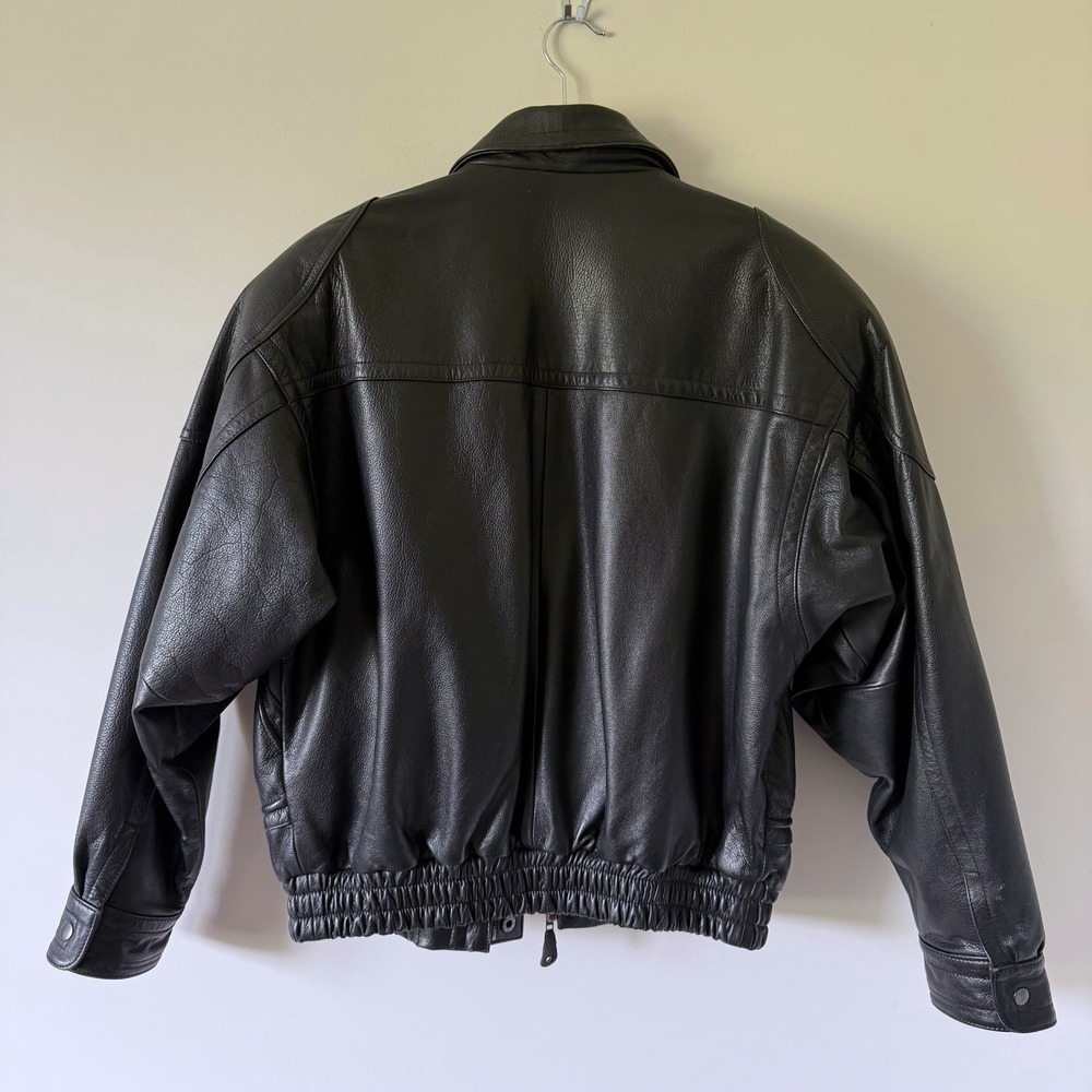 Tobruk Black Genuine Leather Bomber Jacket Vintage Style Mens Size M Heavy - Picture 3 of 14